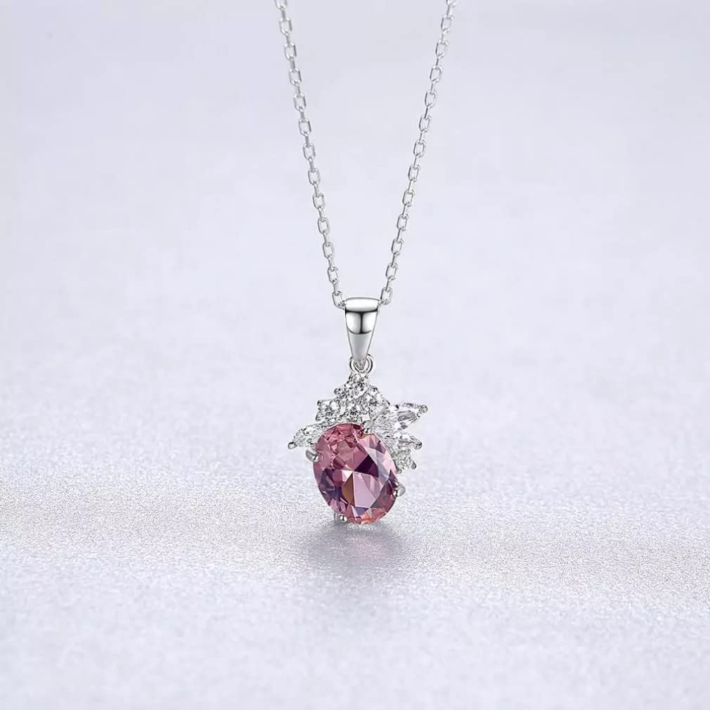 Collar de Piedras Preciosas Rosas para Mujer, Colgante de Plata de Ley 925, joyería, Accesorios de Navidad