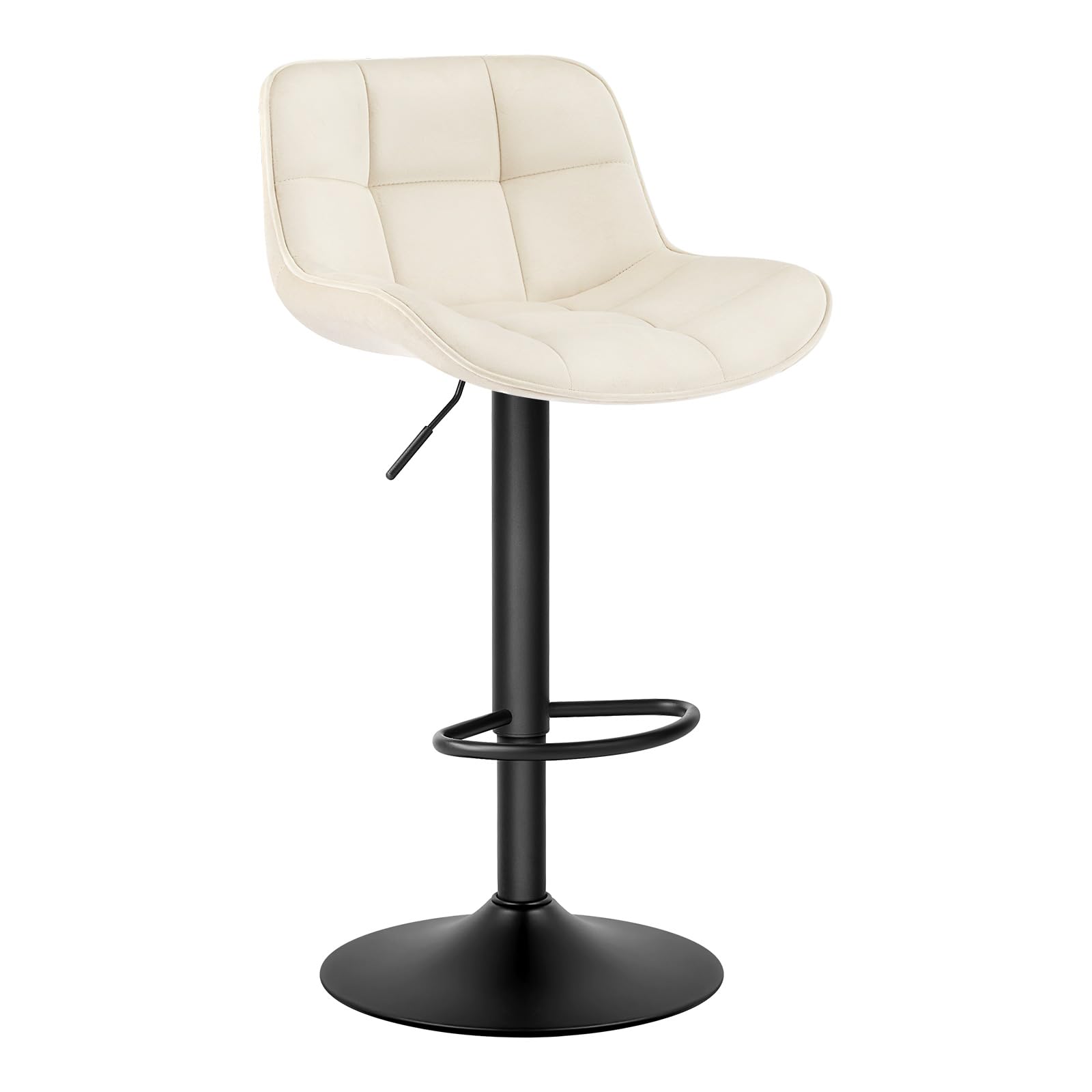 EUGAD Sgabelli Bar Set di 2 con Schienale, Regolabile, Velluto, Crema | Sgabello da Cucina, con Poggiapiedi, Sedia Alta Girevole, con Seduta Imbottita, Altezza Sedile