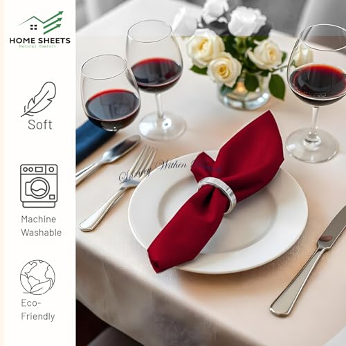 Image of 100% Cotton Dinner Napkins 12x12 Inch, Soft & Durable, Reusable Cloth Napkins for Dining, Events, and Everyday Use (Burgundy, Set of 25 (12x12))