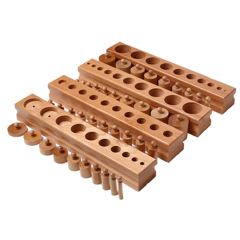 Montessori Große Steckzylinder, hölzernes Sinnesspielzeug für Kleinkinder, pädagogisches Geschenk