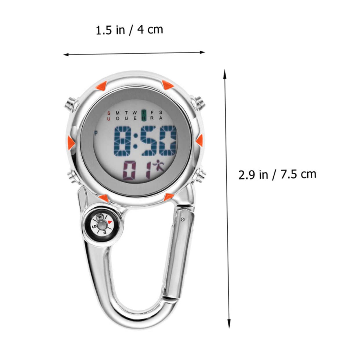 UPKOCH Taschenclip An Der Uhr Outdoor -Clip Uhr Mit Bergsteigerschnalle Tragbare Uhr Metallclip An Der Uhr Taschenuhren Mehrzweckuhr Aus Metall Ansteckuhren