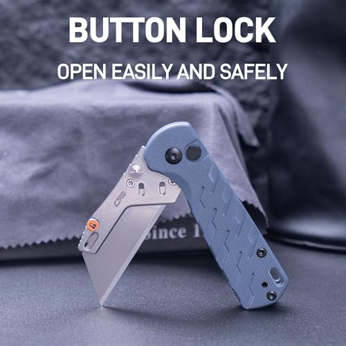 Image of CJRB Boxer Folding Utility Knife, Small EDC Knife with G10 Handle, Includes 10PCS Total Blades(J1967 Blue)