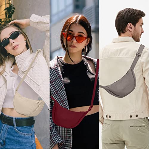 Image of Nylon Crescent Crossbody Bag for Women Men, Small Travel Sling Bag