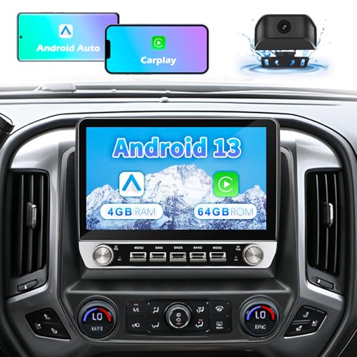 Car Stereo Radio for Chevrolet Silverado & GMC Sierra 2014 2015 2016 2017 2018, Android 13 4G+64G Wireless CarPlay Android Auto, 10 inch Touchscreen GPS Navigation FM SWC Headunit, Backup Camera