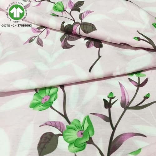 Image of HOMEMONDE Cotton 210 TC Bedsheet for Single Bed Soft & Breathable Floral Printed Flat Sheet with 1 Pillow Case, (60 x 90 Inch, Lavender Pink) | Perfect for Home Decor & Gifting