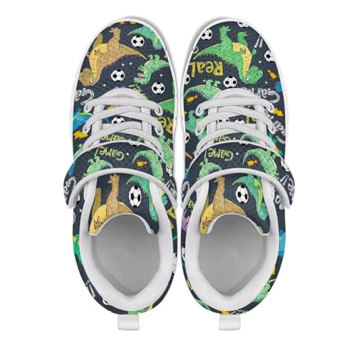 Dinosaur Print Boys Athletic Running Sneakers for Kids Hook & Loop Hiking Sneaker Fitness Shoes2