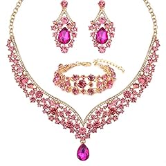 hot pink crystal - gold tone