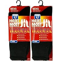 USBingoshop 2 Pairs Men's Heat Thick Insulated Wool Winter Thermal Socks 10-13 (2PK-Black-HS8)