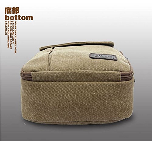 Bolsa de ombro masculina retrô pequena casual de lona transversal bolsa mensageiro, Caqui