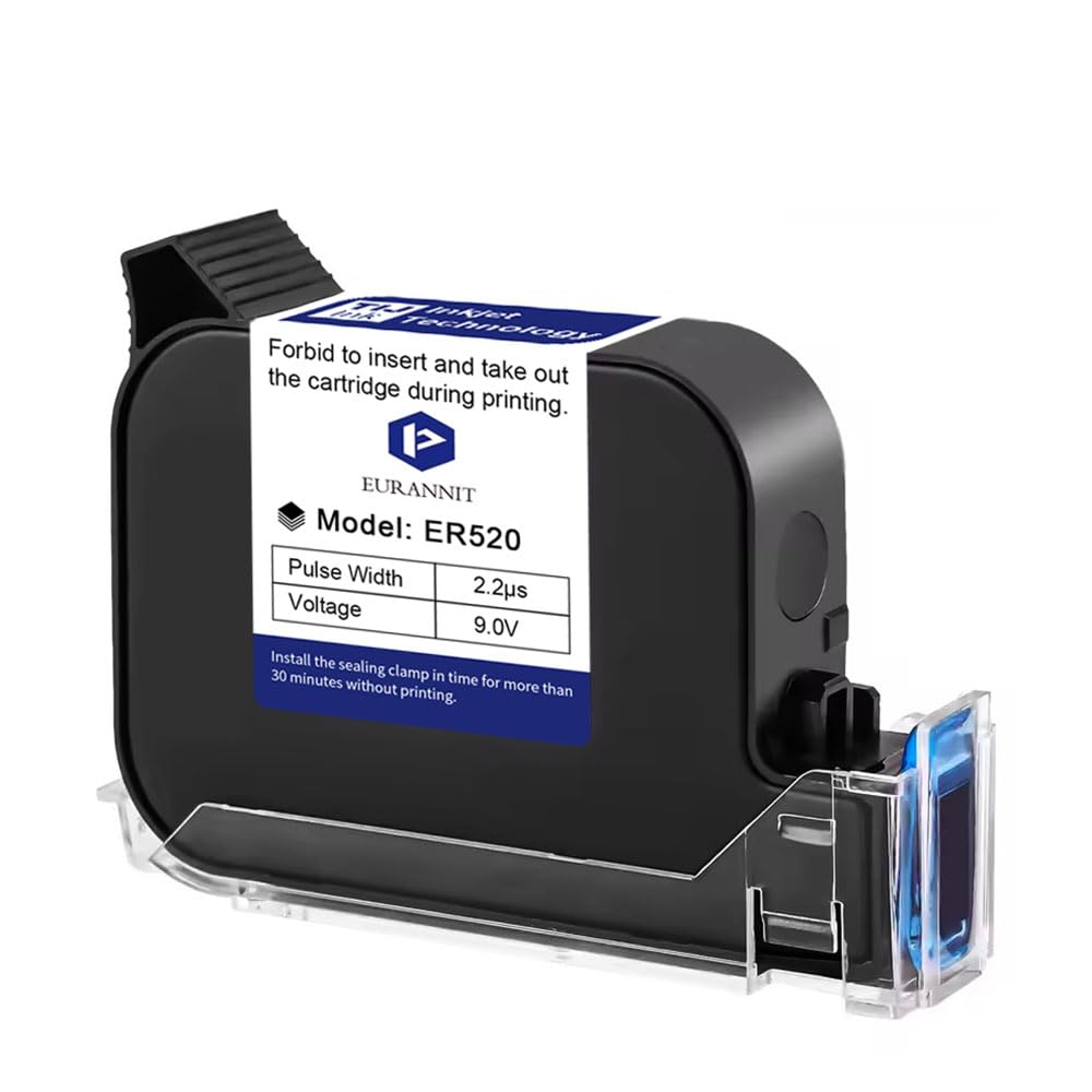 Original Black Ink Cartridge ER520, 42ml Quick Dry Solvent Ink Replacement for 0.5inch/12.7mm Handheld Inkjet Printer E11 / E15 / E19 / E98/ XMINI