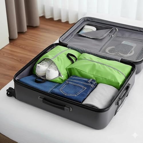 2 Pack Travel Shoe Bags Waterproof Portable Packing Essentials Suitable for Both Men and Women Extra Large Zipper Storage Green2