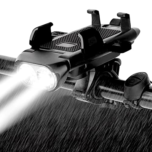 Lampada Bici LED Ricaricabile USB - 700 Lumen, Batteria 4000 MAh, Con Supporto Smartphone, Caricatore E Clacson Integrato - Foto 12