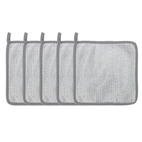 KFETFE Geschirrspüllappen aus Draht, Metall-Reinigungstuch, Nasses und Trockenes Magisches Draht Reinigungstuch (5 Stück)