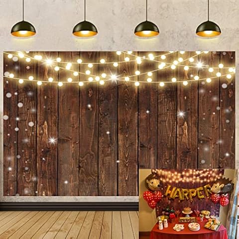 Rustic Wood Backdrop for Photography Glitter Wooden Wall Christmas Background 7x5FT Bridal Shower Wedding Party Banner Baby Shower Birthday Photo Booth Props (84x60 inch) Cover