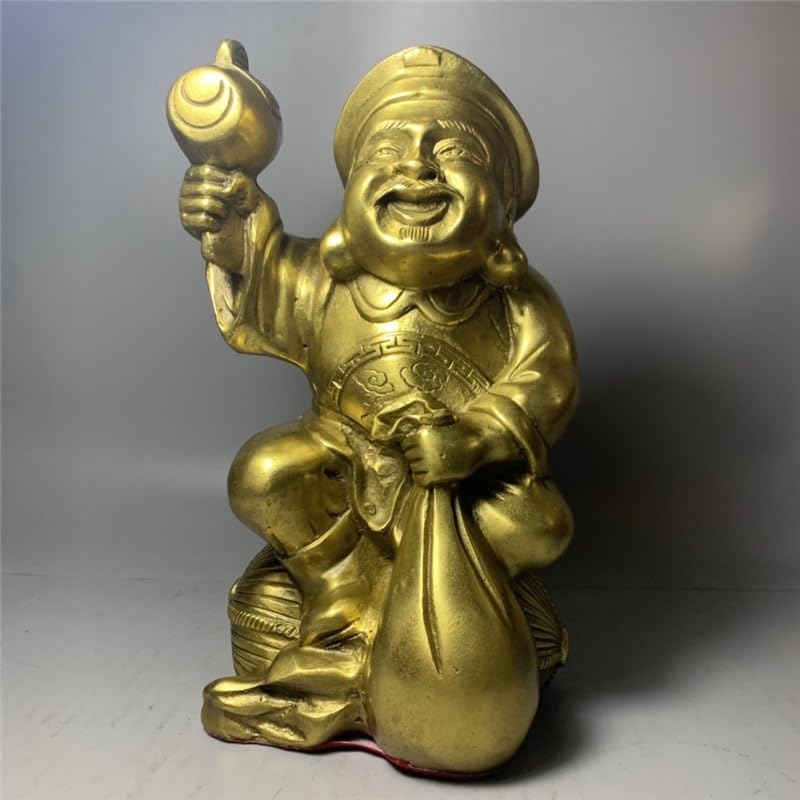 Posąg Buddy do wnętrz machający Bogiem Bogactwa Posąg Mosiężny Posąg Buddy Zen Bogactwo Dom Ozdoby Mosiężne Biuro Feng Shui Dekoracje Medytująca Statua Buddy Figurka Rzeźba