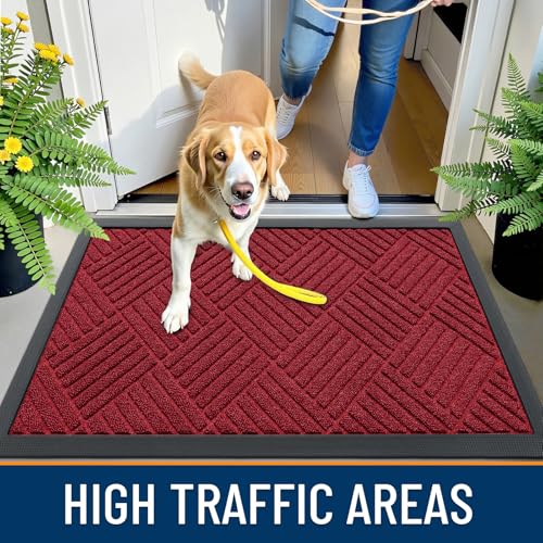 Image of OLANLY Front Door Mat Outside Entrance 47x32, Waterproof Heavy-Duty Doormat