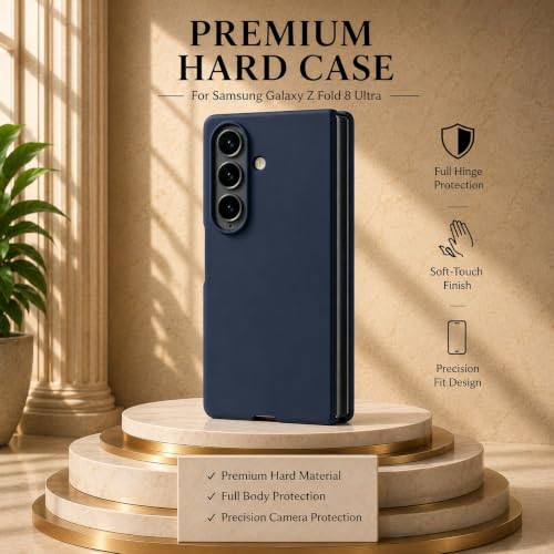 Image of amazon basics Slim Matte Hard PC Back Cover Case for Samsung Galaxy Z FOLD 8 Ultra with Integrated Hinge Protection and Smooth Anti-Fingerprint Finish (Midnight Blue)