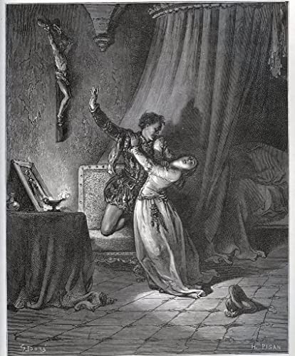 Peinture d'art mural Gustave Doré Don Fernand déclare sa flamme affiche 60x90cm