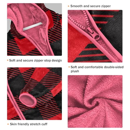 GuoChe Red Black Plaid Hooded Fleece Jacket Baby3