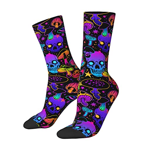 Mushroom And Skull Socks, Magic Mushroom Novelty Socks For Men/Women,Soft And Comfortable Sports Socks Funny Crazy Socks #TOP10