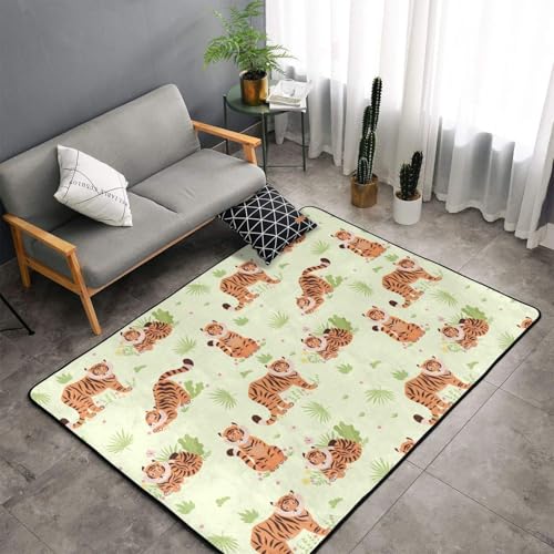 新品 虎の絵柄 大判ラグ フリンジ 118㍉✕185㍉カーペット ジュータン