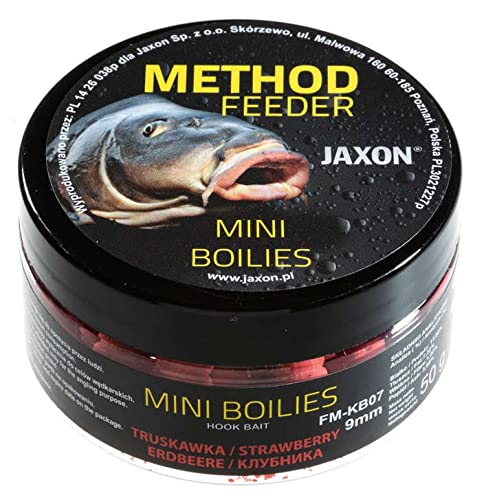 Jaxon Boilies 9 mm 50 g para Method Feeder, método de pesca de carpa, pesca de carpa, alimento básico (fresa/FM-KB07) Cover