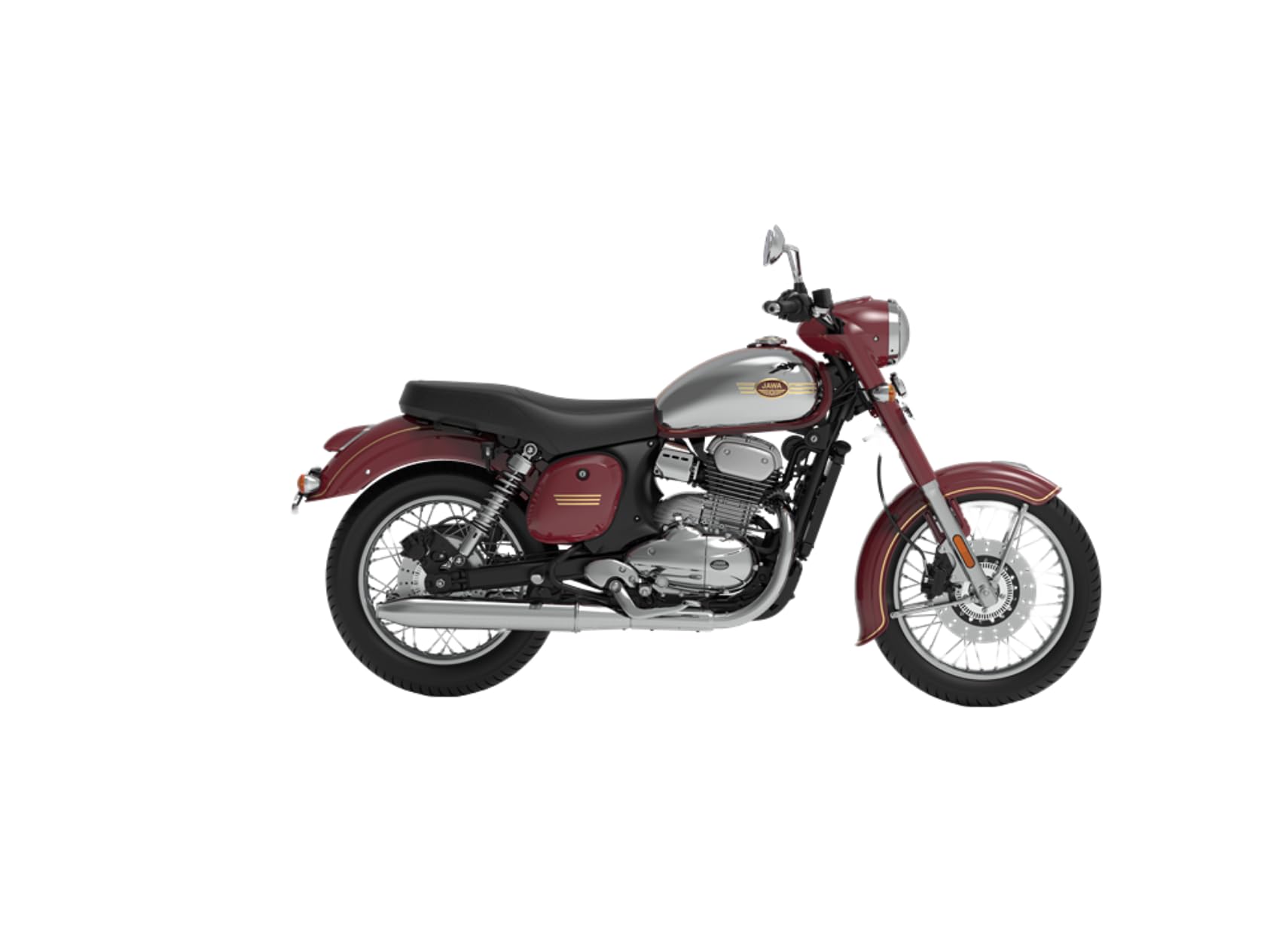 JAWA 350 Disc Bike Spoke Wheel Dual Channel Chrome-Maroon Booking for Ex-Showroom Price-image-5