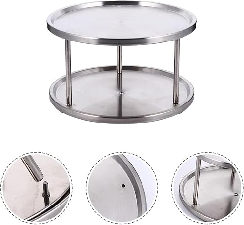 Miniatura 4 de YARNOW Organizador de especias para gabinete, 2 niveles, estante de especias de acero inoxidable para mesa de comedor, encimeras de cocina,