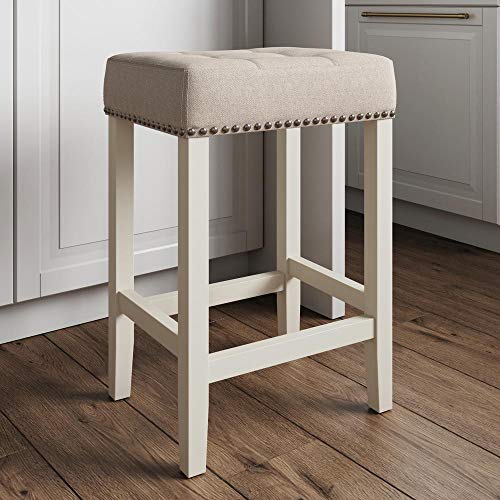 Nathan James Hylie Nailhead Wood Pub-Height Kitchen Counter Bar Stool