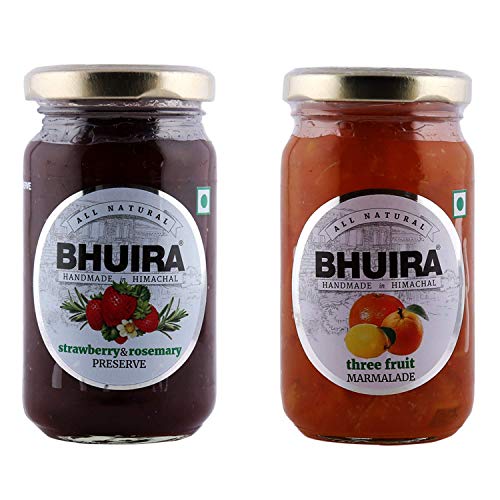 Bhuira Strawberry & Bhuira Three Fruit Marmalade, 240 g ( Pack of 2 )