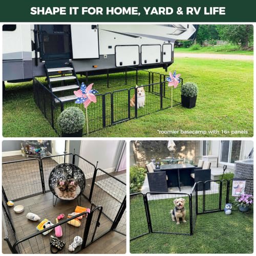 Image of FXW Rollick Dog Playpen, Indoor, Yard & RV Camping, 24 inch H, 8 Panels
