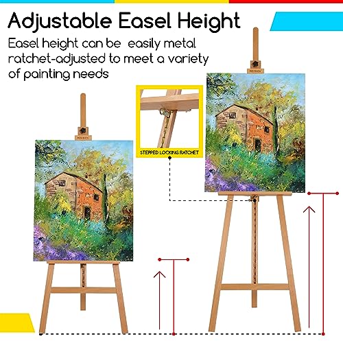 Image of MEEDEN Painting Wooden Art Easel: Solid Beechwood, Hold Canvas up to 43 inch