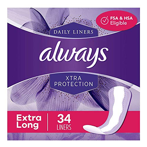 Always Xtra Protection Daily Feminine Panty Liners for Women, Extra Long, Unscented, 34 Count - Pack - //coolthings.us
