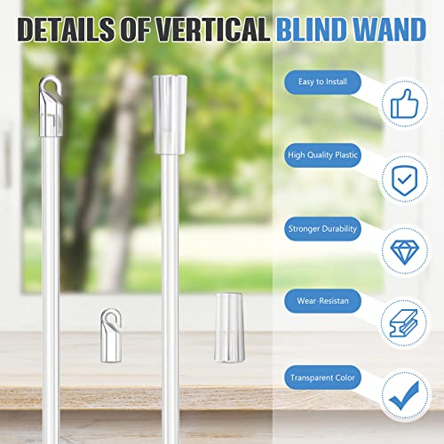 4 Pieces 12 Inches Blind Wand Vertical Blinds Replacement Parts Blind Rod With Hook And Grip Clear Plastic Blind Opener Long Window Blind Stick Tilt Rod #TOP2