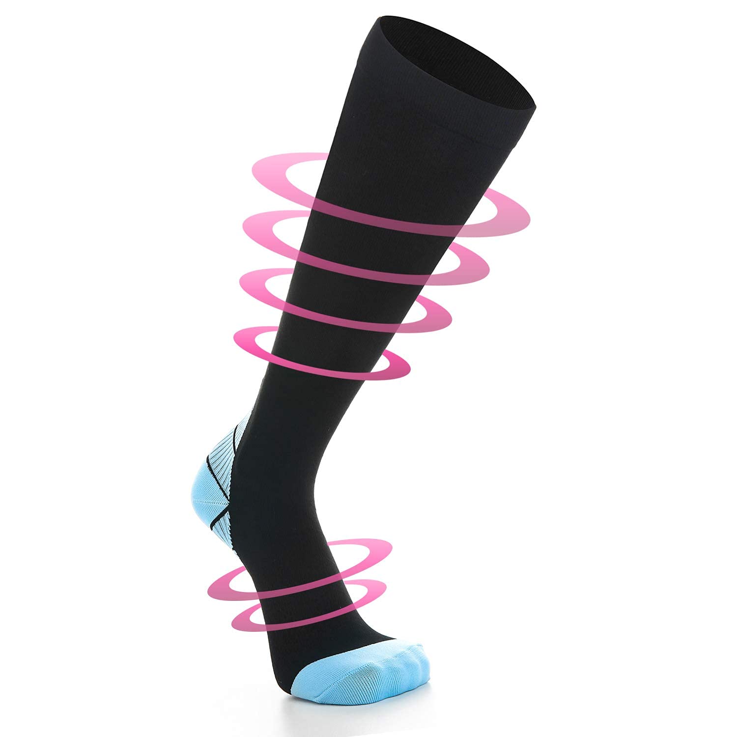 2 Pares Calcetines/Medias de Compresión para Hombres y Mujeres, Running, Deporte, Correr, Senderismo, Volar, Viajar, Varicosas, Embarazo y Médicos