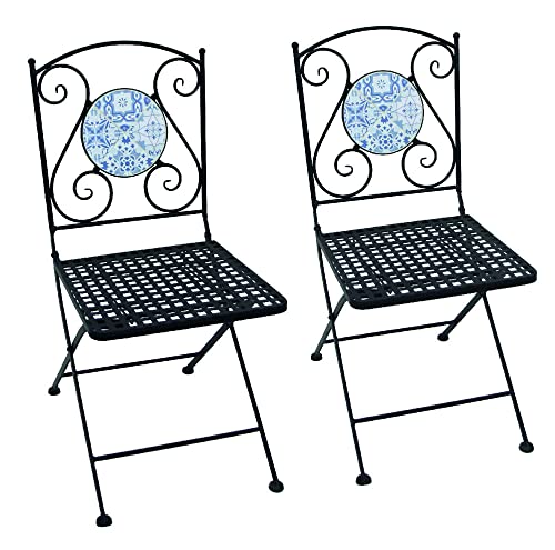 VERDELOOK Par de sillas Mosaico de Metal Serie Azulejos, Altura 89 cm Ancho 46 x 40 cm