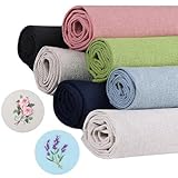 Tazweeq 7 Pcs Embroidery Linen Fabric, Unprocessed Natural Textures for DIY Creativity, Square Linen Cloth Crafts Accessories for Making Garment Craft, Needle Embroidery, DIY Decoration, 50 x 50CM