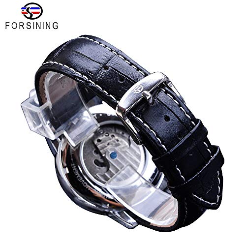 Image of FORSINING Classic Blue Moon Phase Mechanical Automatic Men's Leather Wrist Watch