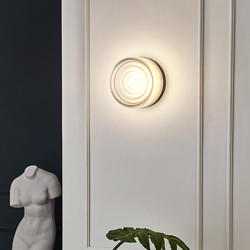 HYJAUSXB LED Wall Light Indoor Round Dimmable Lamp 3000K/4500K/6000K Modern Acrylic Lampshade for Living Room Bedroom Hallway