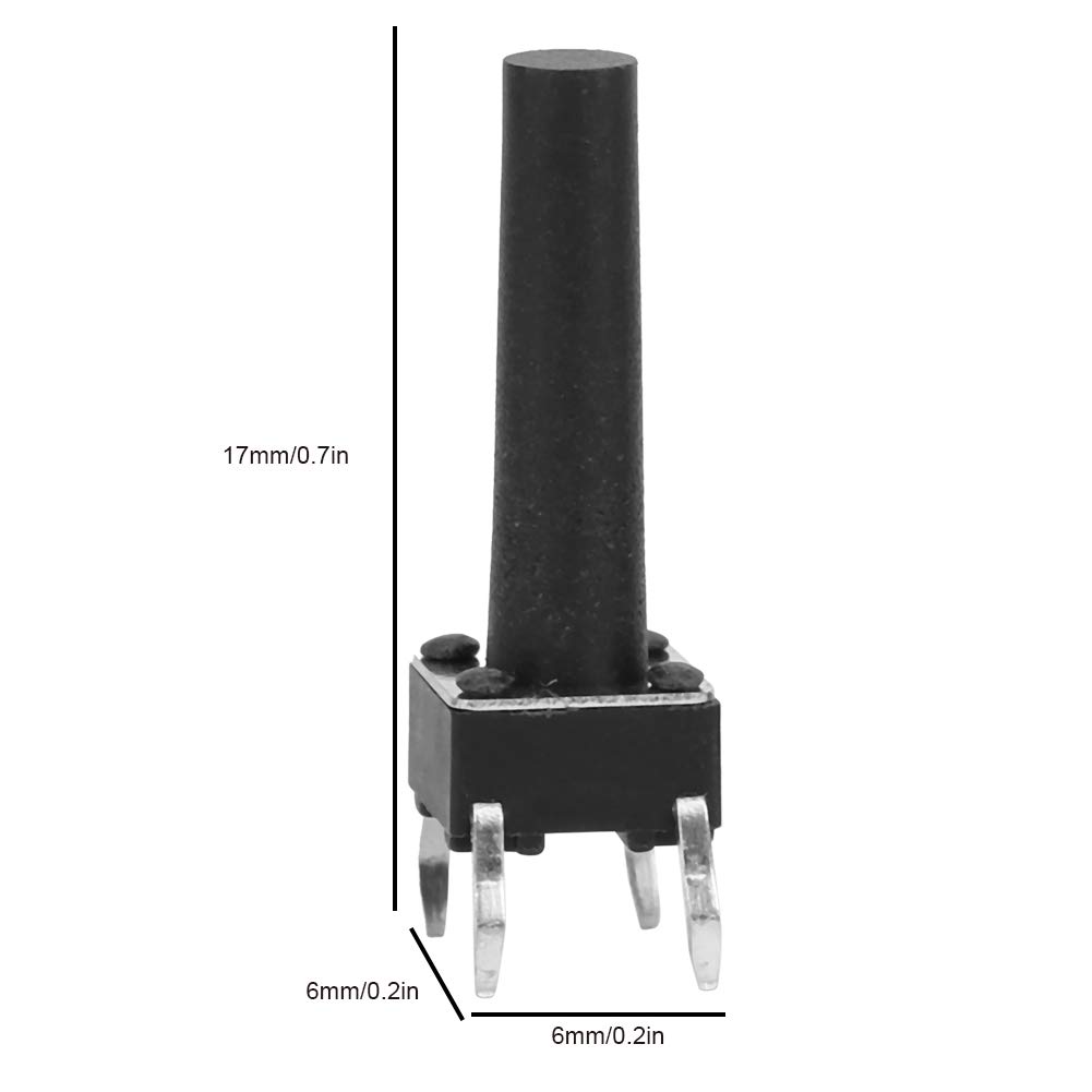Dotykowy przełącznik przyciskowy, 100 szt. inżynieryjny plastikowy typ chwilowy dotykowy przełącznik przyciskowy DIP 6 x 6 x 17 mm dotykowy przełącznik przyciskowy 6 x 6 x 17 mm / 0,2 x 0,2 x 0,7 cala
