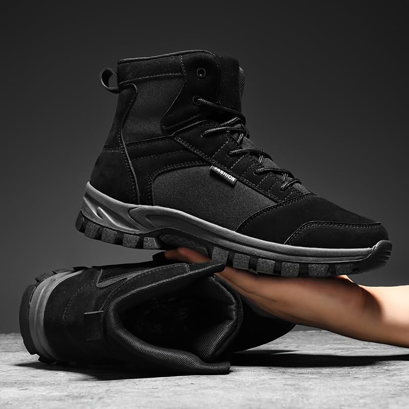 PLUS SIZE Men's Ankle Boots hiking shoes, Comfy Non Slip Lace Up Breathable Shoes For Men's Outdoor Activities4