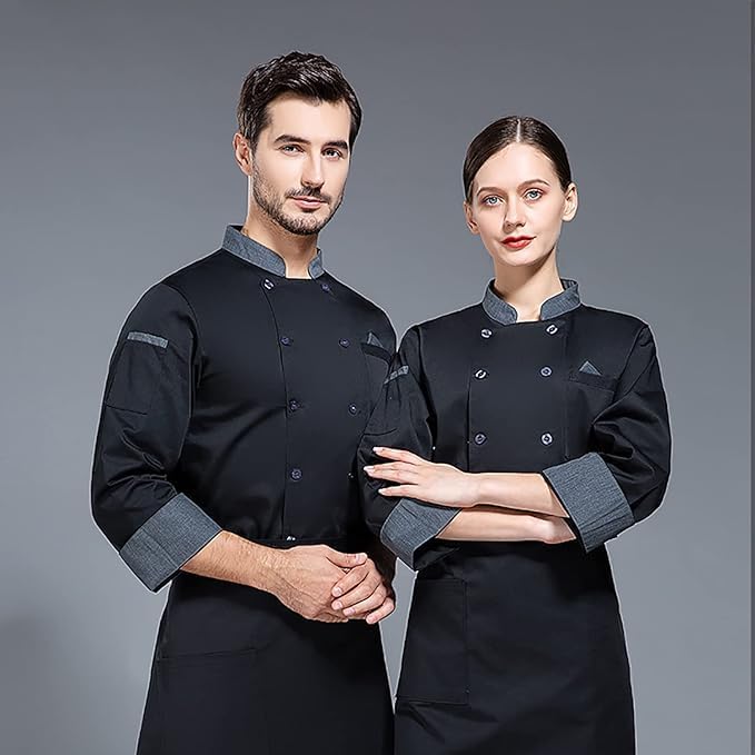 Unisex Multicolor Lighweight Chef Coat uniform Double-Breasted Chef Jacket,Long Sleeves,Chef Coat Range (Size XS-4XL)