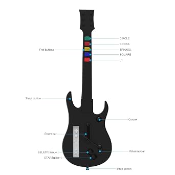 DOYO Wireless Wii Guitar Hero Controller for guitar hero and Rock Band Games, Compatible with All guitar Hero Games and Rock Band 2, Legends of Rock, Includes Adjustable Strap (Black)