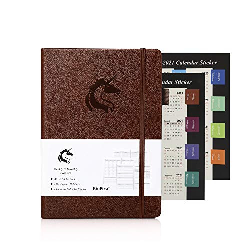 Academic Weekly & Monthly Planner Notebook UNDATED Hardcover Organizer Planner to Achieve Goals 12 Months Life Planner with Inner Pocket Calendar Stickers Productivity Journal Time Management Brown