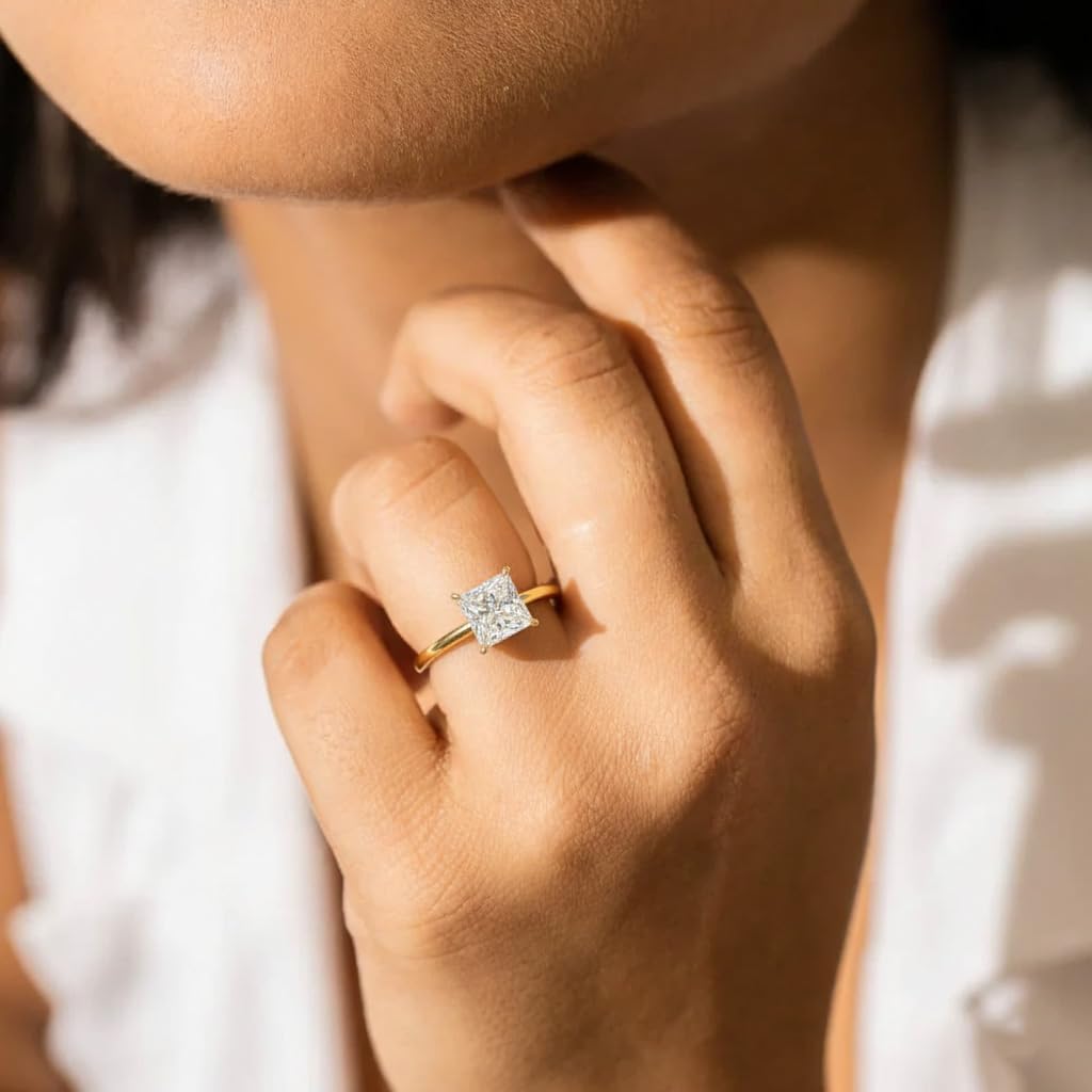 1.0 To 3.0 CT IGI Certified LAB Grown Diamond Ring 10K 14K 18K Solid Gold Solitaire Diamond Engagement Ring for Women D Color, VS1-VS2 Clarity