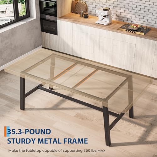 Image of GarveeHome Industrial Dining Table for 6-8 People, 78.7 inch Long Large Kitchen Table with Sturdy Metal Frame, Rectangular Counter for Dinner, Kitchen, Dining Room (Natural, 79 inch Non-extendable)