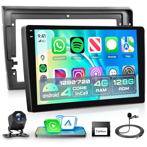 4G+128G Android Autoradio für FIAT Bravo 2007-2014 Wireless Carplay Android Auto 9 Zoll Incell Touchscreen Autoradio mit GPS Navi WiFi Mirror Link Bluetooth FM/RDS Radio EQ/USB/SWC Rückfahrkamera