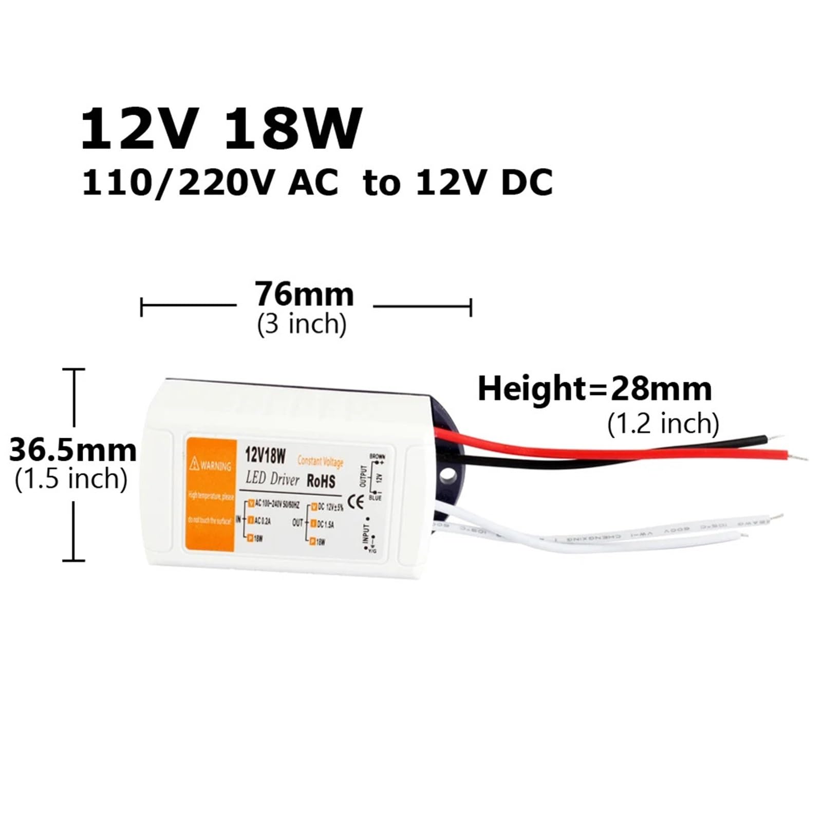 Driver LED 12V AC 110V 220V a alimentatore DC 18W 28W 48W 72W 100W Adattatore 12 Volt Trasformatore for illuminazione a striscia(12V 72W)