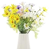 ❀Größe und Menge: Das Paket enthält 3 weiße, 3 gelbe, 3 rosa und 3 blaue mit jeweils 5 Gänseblümchen, der Durchmesser jedes Blütenkopfes beträgt 6 cm(2.4zoll) und die Gesamtlänge beträgt 50 cm(19.6zoll).