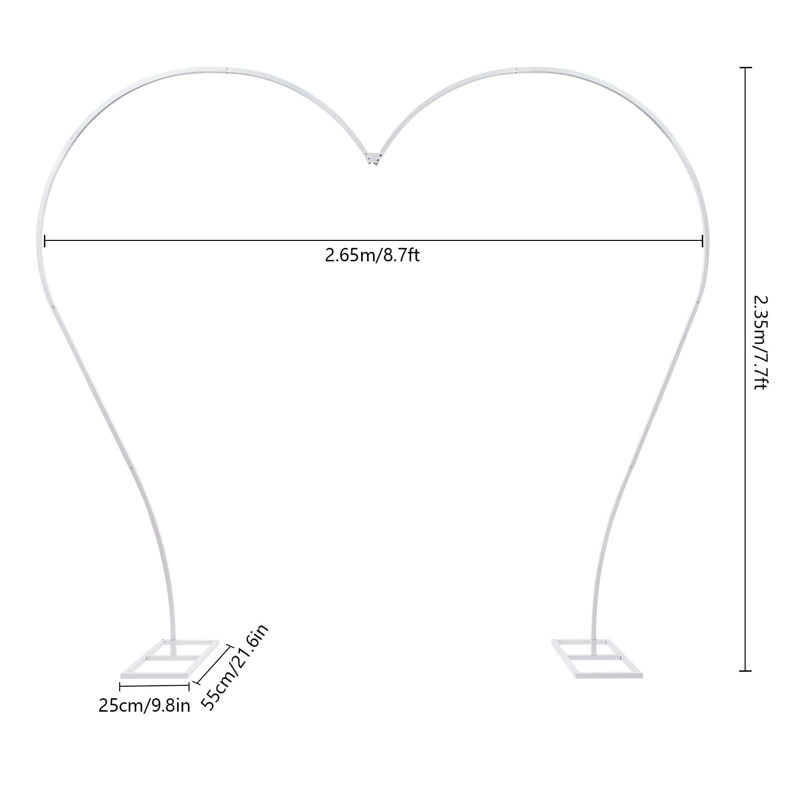 Łuk balonowy w kształcie serca na wesele, metal, nośność 8 kg, trwały i stabilny, dekoracja na imprezę i urodziny (biały)